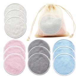 cotton rounds reusable Canada - Reusable Bamboo Makeup Remover Cotton Pads 12pieces Pack Washable Rounds Cleansing Facial Make Up Removal Pads Tool236F
