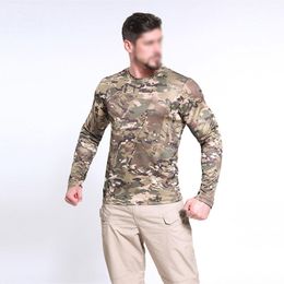 Men's Hoodies & Sweatshirts Outdoor Tactical Long Sleeve Quick-drying Slim Breathable Training Top Men's Crew Neck Camouflage T-shirtMen