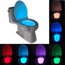 Smart Bathroom Toilet Nightlight LED Body Motion Activated OnOff Seat Sensor Lamp 8 Colour lamp 220809