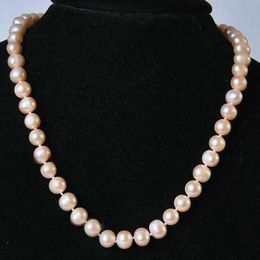 8-9MM Real Natural Pink Akoya Cultured Pearl Jewelry Necklace Long 18"