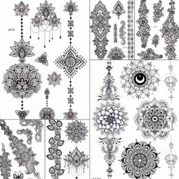 NXY Temporary Tattoo Yuran Fashion Black Chains Wrist Henna Flower Fake s Stickers Waterproof Mandala Flora Women Arm 3d Tatto 0330