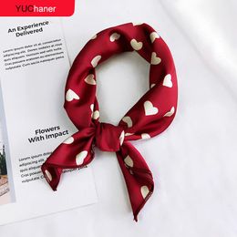 Hair Scarf Tie Animal Print Red Love Satin 50cm Small Square Silk Neck Ring Winter Head For Women Neckerchief