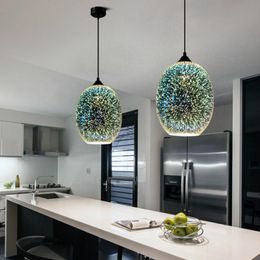 Pendant Lamps Nordic 3D Painted Starry Sky Glass Lights Living Room Decor Bedroom Hanging Lamp Cafe Romantic Christmas LightingPendant