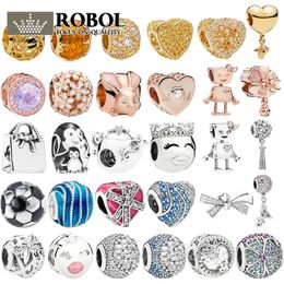 925 Silver Fit Pandora stitch Bead Carved Golden Summer Bee Series Ladies Jewellery Charms Bracelet Charm Beads Dangle DIY Jewellery Accessories T016