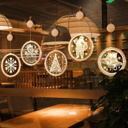 Strings LED Christmas Decoration Small Lanterns Holiday Room Layout 3D Suction Cup Window Hanging Lights Snowflake Shape ElderlyLED