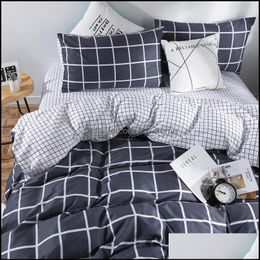 Bedding Sets Supplies Home Textiles Garden Black And White Plaid Set The New 3Pcs/Set Duvet Er Pillowcase Bed Kids / Adt Bedclothes /J Dro