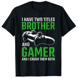 video gaming NZ - Men's T-Shirts I Have Two Titles Brother And Gamer Crush Them Both Shirt Vintage Video Games Funny Gaming Gift Boys T-Shirt
