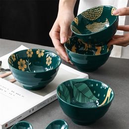 12 styles creative 4.5 inch threaded bowl rice soup anti-scalding ceramic Colour glaze small household dessert 220408