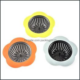 Colanders Strainers Kitchen Tools Kitchen Dining Bar Home Garden Sink Flower Shaped Color Mix Filter Bathroom Floor Drain Yellow Blue Ora