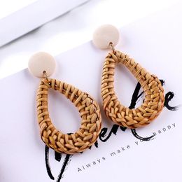 Dangle & Chandelier Rattan Knit Drop Earrings For Women Bohemia Vintage Geometric Pendant Party Jewellery Gifts WholesaleDangle