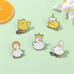 Lovely Animal Enamel Pin Custom Naughty Skate Goose Duck Chicken Brooch Bag Lapel Pin Cartoon Funny Badge Jewelry Gift for Kid GC1131