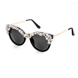 Sunglasses Handmade Diamond Bling Fashion Women Cat Eye Shades Crystal Luxury Rhinestone Vintage Gradient SunglassesSunglasses