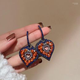 Dangle & Chandelier Vintage Colourful Heart Crystal Earrings For Women Blue Rhinestone Retro Weddings Party Jewellery AccessoriesDangle Kirs22