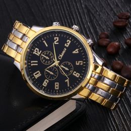 Wristwatches 2022 Luxury Golden Men Watches Fashion Business 3-Eye Quartz Watch Male Casual Stainless Steel Clock Relogio Masculino