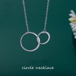 S925 Silver Pendants Interlocking Three Circle Pendant Necklace 925 Sterling Silver Big Small Rings Charm Necklaces