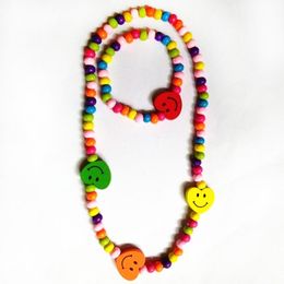 Earrings & Necklace Children Elastic Bracelet Kids Girl Colourful Wood Wristbands Child Toy Bracelet&Necklace Wholesale Birthday Gift Jewellery W220423