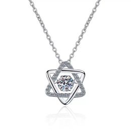 Other Trendy Real 0.5 Ct D Colour Moissanite Diamond Hexagram Star Necklace Women Jewellery 100% 925 Sterling Silver
