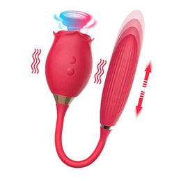 NXY Vibrators Rose Female Silicone Double Head Clit Sucking Stimulator Big Sucker Sex Toy Dildo For Women 220427