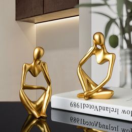Nordic Abstract Resin Statue Thinker Character Sculpture Decorative Home Decor Miniature Figurines Living Room Office Decoration 220613