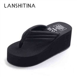 Slippers New 2022 Fashion Women Flip Flops Summer Beach Platform Slippers Casual Outside Wedges Sandals Shoes Leisure 6cm 220809