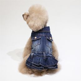 Spring Dog Dress Denim Jeans Skirt Cat Chihuahua Yorkie Clothes Puppy Small Dog Clothing Skirt Maltese Poodle Pomeranian Costume 210401