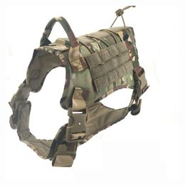 Tactical Military Dog Apparel Vest Harness Molle Pet Clothing Supplies Jacket Adjustable Nylon Large Dog Patrol Equipment M L XL
