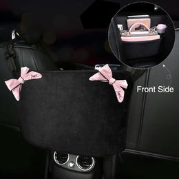 Car Organizer Cute Diamond Bowknot Storage Bag Hanging Auto Pocket Barrier Of Backseat Holder Container Stowing TidyingCar