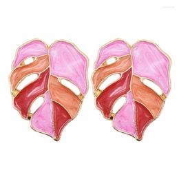 Stud Trendy Colourful Enamel Leaf Earrings For Women Girl Pendientes Bohemian Plant Earring Party Jewellery Year GiftStud Kirs22