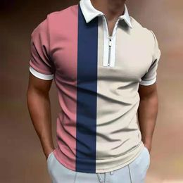 Erkek Polos Summer Men's 2022 Luxury High Quality Gömlek Streetwear Moda Patchwork Kısa Kollu Casual Yaka Fermuarlı ÜstErkek Erkekler'sMen's
