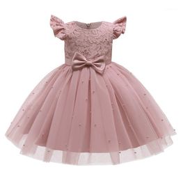 Girl's Dresses Short Sleeved Puffy Princess Dress 2022 Summer Piano Performance Kids Long High-End Birthday Party Elegance