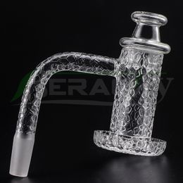 Beracky Sandblasted Bevelled Edge Smoking Quartz Charmer Banger Set With Cap Cone Terp Pearl 20mmOD Carving Pattern Quartz Nails For Glass Water Bongs Dab Rigs Pipes