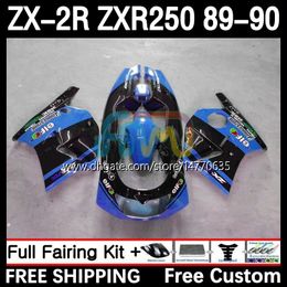 Full Body Kit For KAWASAKI NINJA ZX 2R 2 R R250 ZXR 250 ZX2R ZXR250 1989 1990 Bodywork 8DH.17 ZX-2R ZXR-250 89-98 ZX-R250 ZX2 R 89 90 Motorcycle Fairing blue black