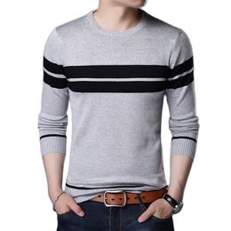 Autumn Men's Knitted Sweater T Shirt Comfy O Neck Long Sleeve Pullover Stripe Patchwork Jumper Casual Bottoming Shirt for Winter 220815