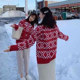 Winter Style Very Fairy Tops Wild Half High Collar Foreign Gas Red Hooded Bottoming Christmas Sweater Female 210427