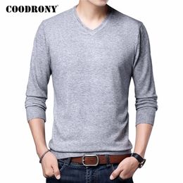 COODRONY Brand Sweater Men Clothing Autumn Winter Casual V-Neck Pull Homme Soft Warm Pullover Men Pure Color Kintwear C1163 201221