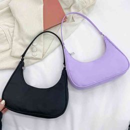Candy Color Hobos Bags for Women 2022 Trend Designer Handbag PU Leather Shoulder Totes Underarm Female Small Subaxillary Bag G220607