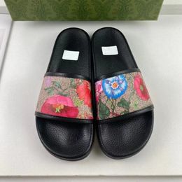 men women fashion slippers luxury slides summer flat slipper trendy leather rubber sandal mens beach slide US size 35-46