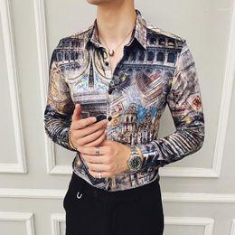 Men's Dress Shirts Flannel Boutique Mens Printed Clothes Club Outfits Velvet Long Sleeve European 2022 Winter Warm MensMen's Vere22