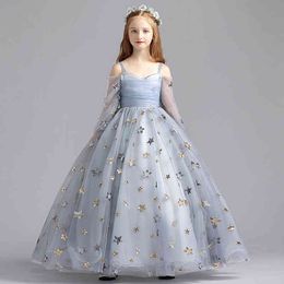 New Girls Party Dresses for Kids Teen Pageant Evening Gowns 2022 Appliques Elegant Girls Wedding Communion Princess Prom Dresses G220428