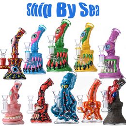 Ship By Sea Multiple Hookahs Heady Glass Unique Bongs Halloween Style Showerhead Perc Oil Dab Rig Wax Rigs Water Smoking Pipe With Bowl