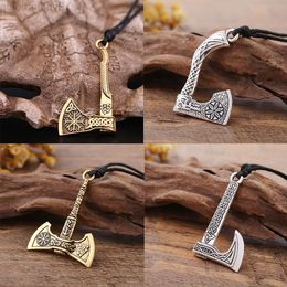 nordic gifts NZ - Skyrim Viking Slavic Axe Pendant Necklace Amulet Celtics Knot Nordic Valknut Rope Necklaces For Men Vintage Punk Jewelry Gifts L220812