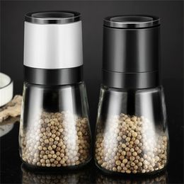 2Pcs Set Pepper Grinder Glass Manual Salt and Pepper Mill Grinder Spice Shakers Kitchen Tools Accessories 220812