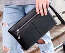 Men Black Business Handbag Quality Cow Leather Wallet Black Clutch Purse G Designer 2022