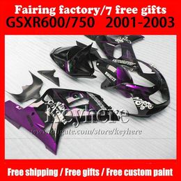 gsxr corona UK - 7 gifts Fairing body kit for 01 02 03 SUZUKI GSX-R600 750 fairings GSXR 600 750 k1 2001 2002 2003 Corona purple black motorcycle p292B