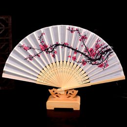 cherry blossom silk hand wedding Favour plum blossom hand folding fan DH8888