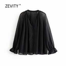 new women fashion v neck single buckles black chiffon Shirt blouses women lantern sleeve femininas chemise ruffles shirts LS4052 201202