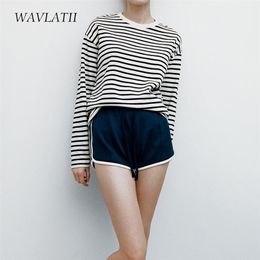 WAVLATII Women Striped Long Sleeve T-shirts Female Streetwear Autumn Spring Cotton Tees Tops WLT2110 220402