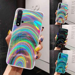 m3 note NZ - Colorful Rainbow Laser Mirror Phone Cases For Xiaomi Redmi Note 10 9 Pro 10S 9S 8 Mi POCO X3 Pro NFC M3 Soft Back Cover281M