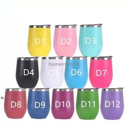 Red Wine Cup Stainless Steel Hot Coffee Mug Tumbler Double Wall Egg Shape Cute with Lid Water Insulated Multi Color Thermo AA