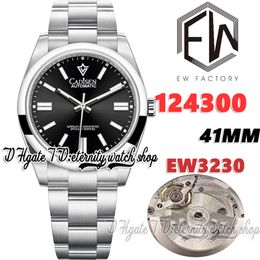 EWF V3 ew124300 Cal.3230 EW3230 Automatic Mens Watch 41MM Black Dial Stick Markers 904L Stainless Steel Bracelet With Same Serial Warranty Card eternity Watches